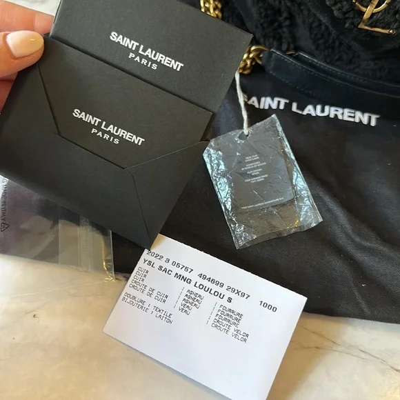 Authentic Yves Saint Laurent Black Loulou Suede & Shearling Shoulder Bag - Picture 6 of 13